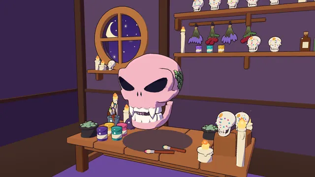 A skull decorated with a snake