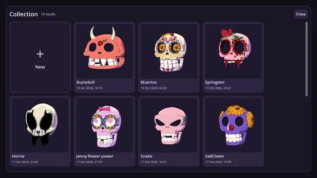 The skull collection: every finished skull on its card