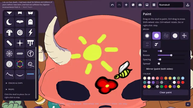 Painting a sun on a red skull