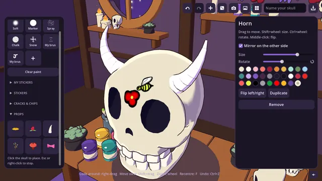 Placing horns on a skull